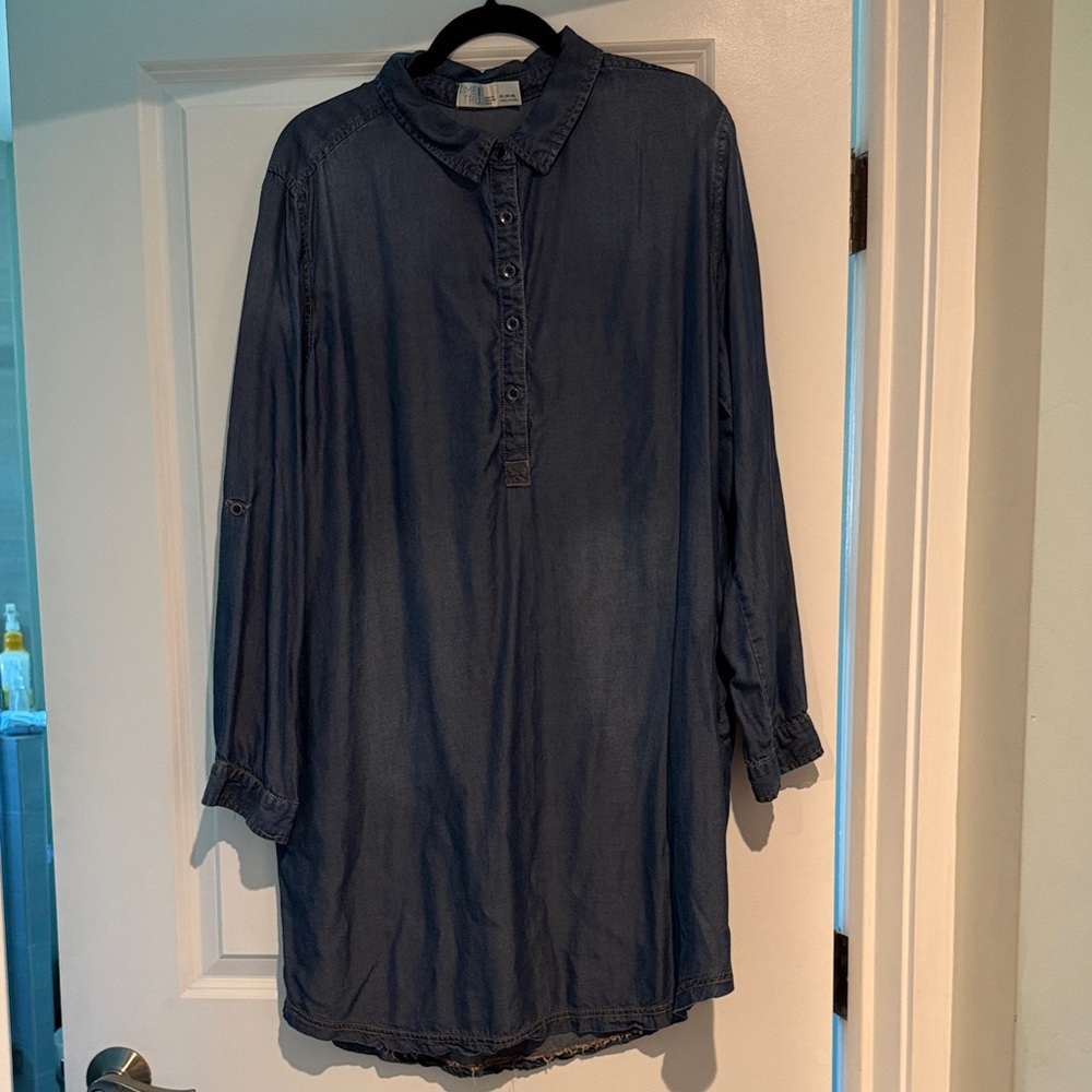 Denim Long Sleeve Shirt Dress